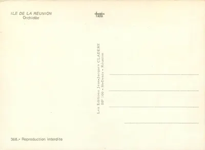 Orquídea — Ilha de La Réunion — Éditions Jean-Jacques Cladère — Verso