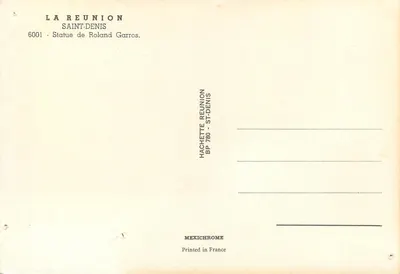 Saint-Denis — Estátua de Roland Garros — Hachette Réunion — Verso