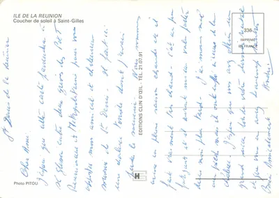 Pôr do sol em Saint-Gilles — Ilha da Reunião — Éditions Clin d'Œil n°336 — Verso