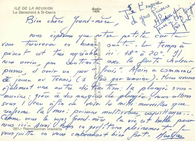 Zachód słońca nad armatami La Réunion — Wyspa La Réunion, St-Denis — Wydawnictwo Jean-Lacques La Pére — Rewers