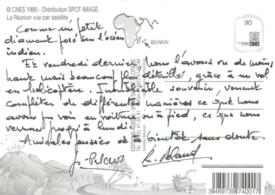 Isola di Réunion — Vista satellite SPOT — Edizioni Agence SPOT IMAGE — Verso