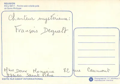 Pequena casa crioula perto de Saint-Philippe — REU 0011 — Editor Eddif International — Verso