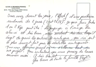 Ilha de La Réunion — O Pico das Neves — editor não visível — Verso
