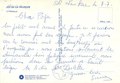 Hibisco — Ilha de La Réunion — Editado por J.C. NOURAUT — Verso