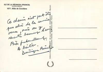 Avenida de Cocoteros — Ilha de La Réunion (França) — Edições SERGEBERT — Verso