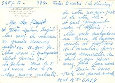 La Réunion — Perła Oceanu Indyjskiego — Wydawca Jean-Jacques Claderé, nr 005 — Rewers