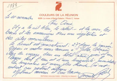 La baia di Martin-Salazie — Réunion — Edizioni Hoa-qui, n° 6009 — Verso