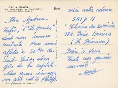 Vista panorâmica sobre Saint-Denis — Hotel dos Relais Aéreos — Edições J.C. Colomiet — Verso