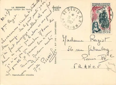 Paisagem típica dos altos de La Réunion — Edições Coloradia, n° 267 — Verso
