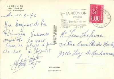 Ogród z drzewem z czerwonymi kwiatami — La Réunion — Hachette Reunion — Rewers
