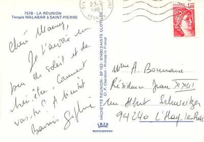 Temple Malabar w Saint-Pierre — La Réunion — wydawca IRIS — Rewers
