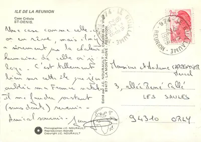 Casa Creola — Saint-Denis — Edito da J.C. NOURAUT — Verso