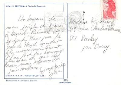 Pejzaż plażowy z palmami — St Denis - Le Barachois — Foto Rosine Mazin / Times Editions, n° 8936 — Rewers