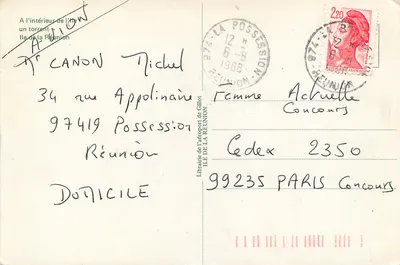 Widok na strumień w La Possession — Réunion — Librairie de l'aéroport de Gillot — Rewers
