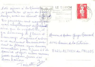 Albero con fiori arancio — Isola di Réunion — Edizioni Clin d'Œil — Verso