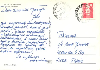 Zachód słońca — Wyspa Reunion — Wydawnictwo Clin d'Œil — Rewers