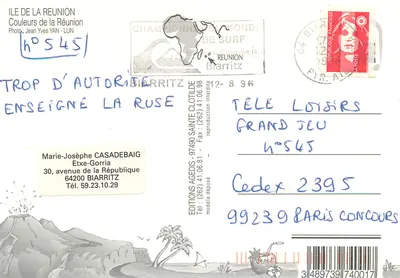 Colori di La Réunion — Edizioni Agédès, n°545 — Verso