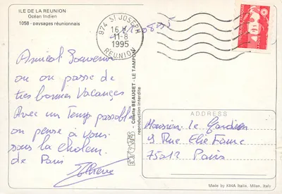 Wyspa La Réunion — Pamiątka z wyspy La Réunion — Wydawca KINA, Włochy — Rewers