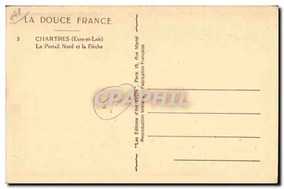 Chartres (Eure-et-Loir) — O Portal Norte e a Flecha — Edições d'Art Yvon — Verso