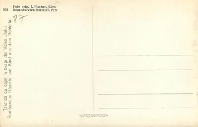 Târâncă con bambino tra le braccia — J. Fischer, Sibiu — n° 992 — Verso
