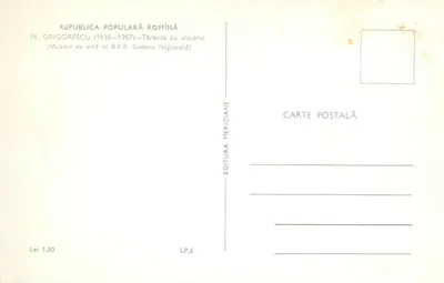 Kobieta w stroju tradycyjnym — Târâncă cu ulciorul — N. Grigorescu (1838-1907) — Wydawca Meridiane — Rewers