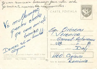 Craiova — view of the city — publisher V. Stamate, no. 5035 — Back