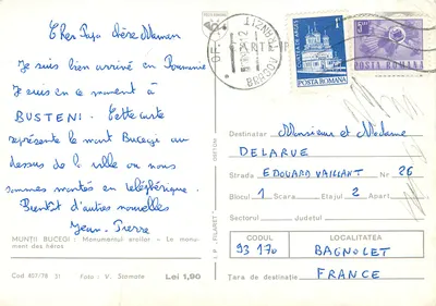 Monte Bucegi — Monumento dos Heróis — editor I.P.-FILARET, n° 407/78 — Verso