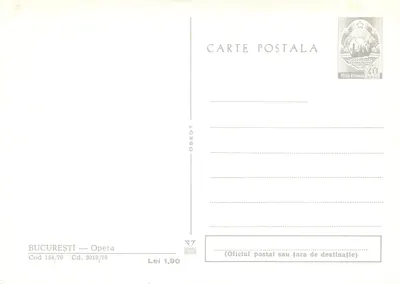 Bucarest — Opera — Poste Române — Rewers