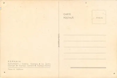 Bucarest - Jardín Cișmigiu — publiturism, n° 0108/76 — Reverso