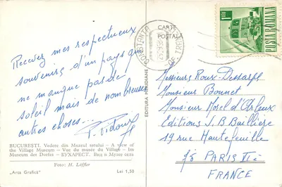 Village Museum — Bucharest — Publisher Arta Grafică, No. 1,50 — Back
