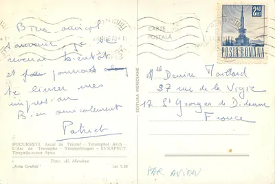 Bucarest - Arcul de Triumf — Editora: Editura Meridiane, n° de série 17 — Verso