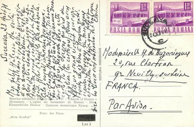 Biserica mănăstirii Humor (XVI w.) — Église du monastère de Humor — Церковь монастыря Хумор — Éditeur Meridiane — Rewers