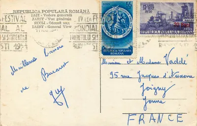 Iași — Vista geral — Festival internacional dos estudantes 1953 — Verso