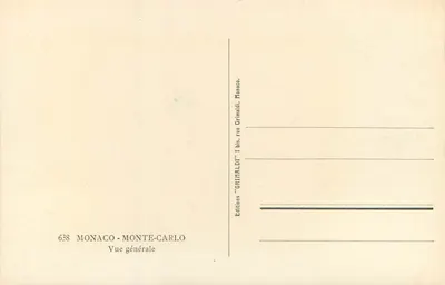 Mônaco - Monte-Carlo — Vista geral — Edições Grimaldi — Verso