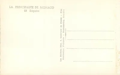 Régates de Monaco — 23 Régates — Éditions Monaco — Verso