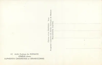 Exotic Garden of Monaco — Cereus varieties — Edition « LA CIGOGNE » — Back
