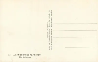 Exotic Garden of Monaco — Light Effect — Edition Grimaldi, Monaco, No. 20 — Back