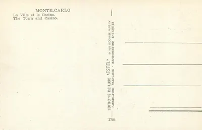 Monte-Carlo — A Cidade e o Casino — Éditions Estel — Verso