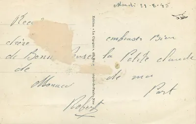 Monako — Wzniesienie Pałacu — La Rampe Major — Wydawnictwo La Cigogne — Rewers