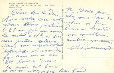 Monte-Carlo — Yates no porto — Principado de Mônaco, série 1017 A — Verso