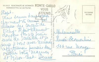 Monte-Carlo — Principado de Mônaco — A Garça — Verso