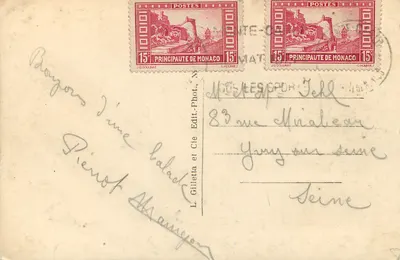 Monako - Ravin Sainte-Dévote — widok portu i mostu — J.G. Goulinat, n°746 — Rewers