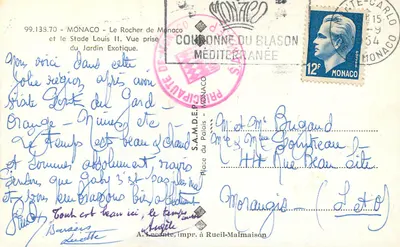 Il Rocher di Monaco — Vista presa dal Giardino Esotico — A. Leconte, stampa a Rueil-Malmaison — Verso