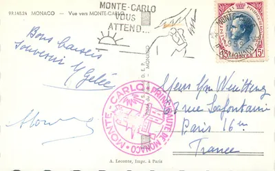 Vista de Monte-Carlo — A Garça — A. Leconte, Imp. em Paris — Verso