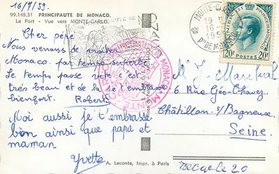 Port - Widok na Monte-Carlo — A. Leconte, Wyd. w Paryżu — Rewers