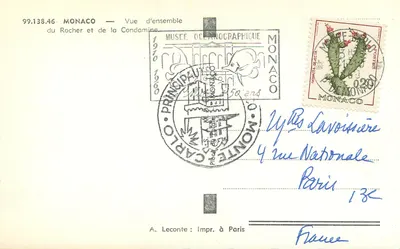 Widok ogółem Rocher i Condamine — Monako — wydawca LA CIGOGNE, n° 99.138.46 — Rewers