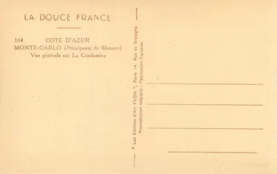 Monte-Carlo — Vista generale su La Condamine — Edizioni d'Arte YVON — Verso