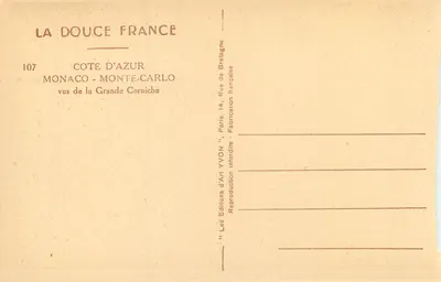 Monaco - Monte-Carlo — uitzicht vanaf de Grande Corniche — Éditions d'Art YVON — Achterkant