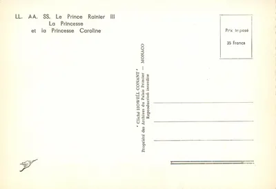 O Príncipe Rainier III e a Princesa Caroline — Mônaco — Cliché Howell Conant — Verso