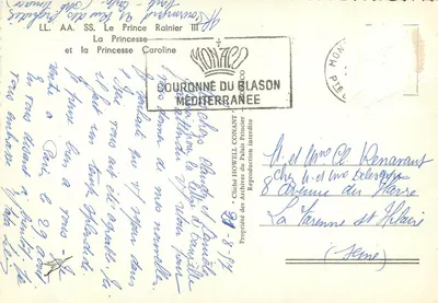 Le Prince Rainier III et la Princesse Caroline — avec leur enfant — Cliché HOWELL CONANT — Verso